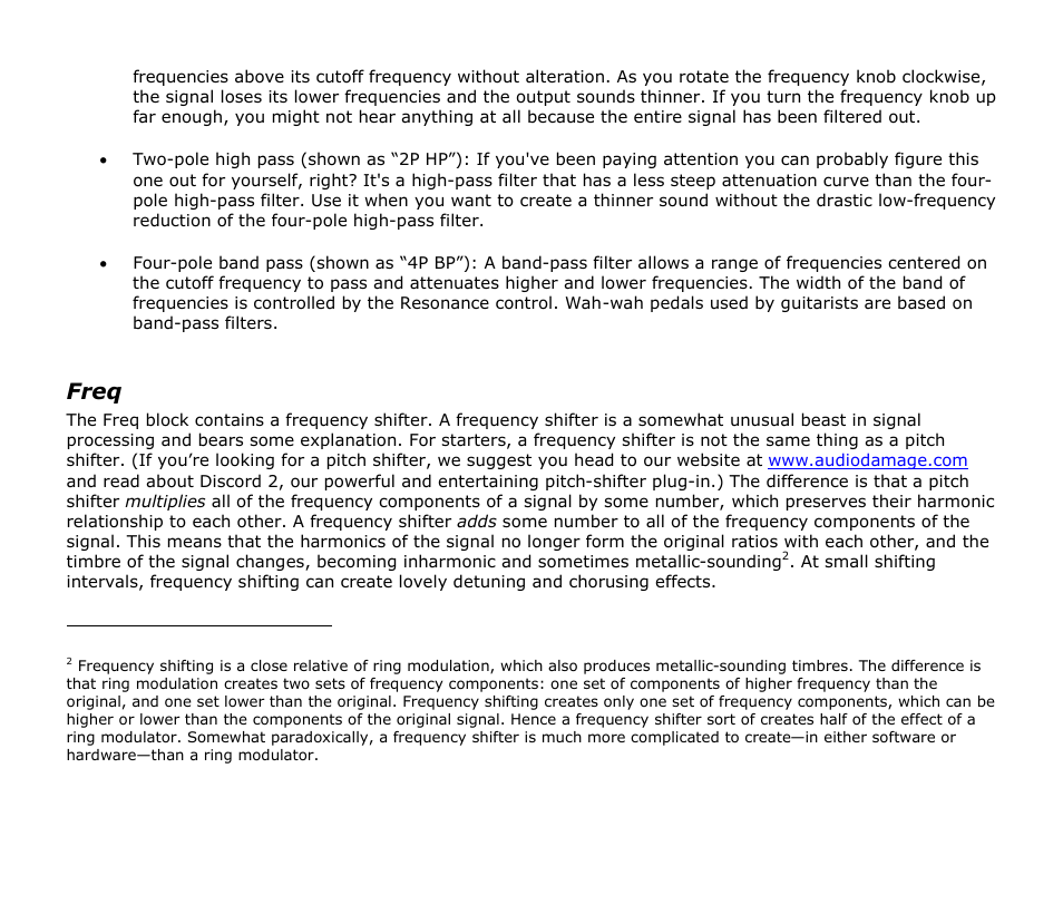 Freq | Audio Damage BigSeq2 User Manual | Page 17 / 24