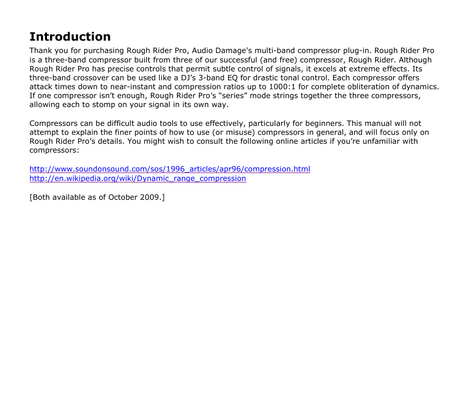 Introduction | Audio Damage Rough Rider Pro User Manual | Page 5 / 12