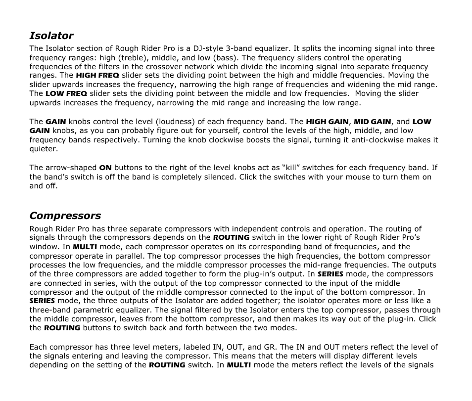 Isolator, Compressors | Audio Damage Rough Rider Pro User Manual | Page 8 / 12