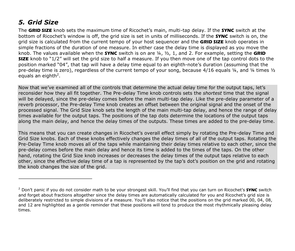 Grid size | Audio Damage Ricochet User Manual | Page 13 / 18