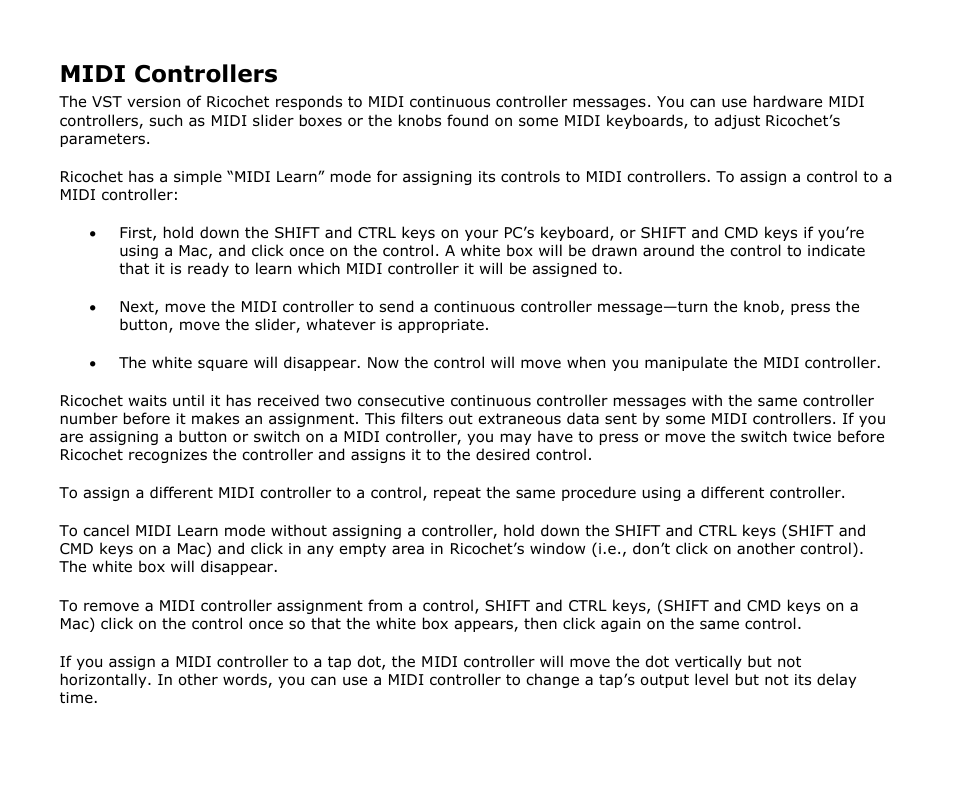 Midi controllers | Audio Damage Ricochet User Manual | Page 17 / 18