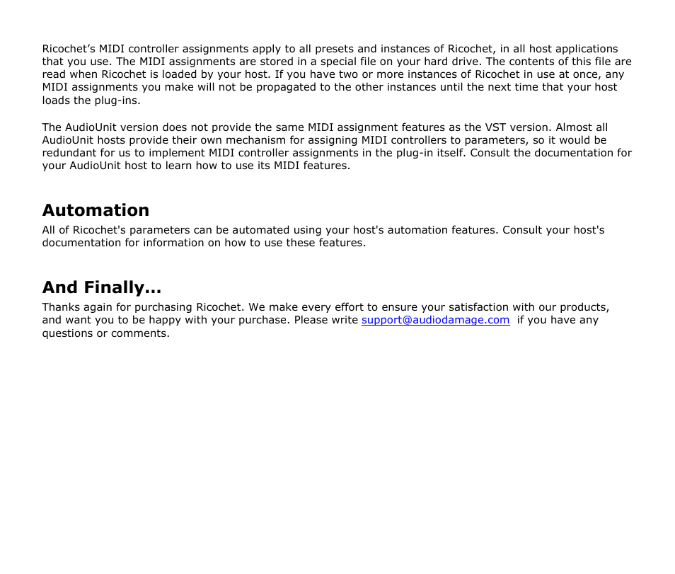 Automation, And finally | Audio Damage Ricochet User Manual | Page 18 / 18