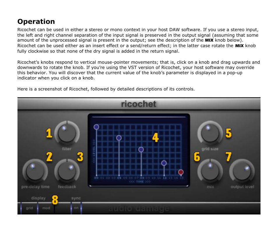 Operation | Audio Damage Ricochet User Manual | Page 7 / 18