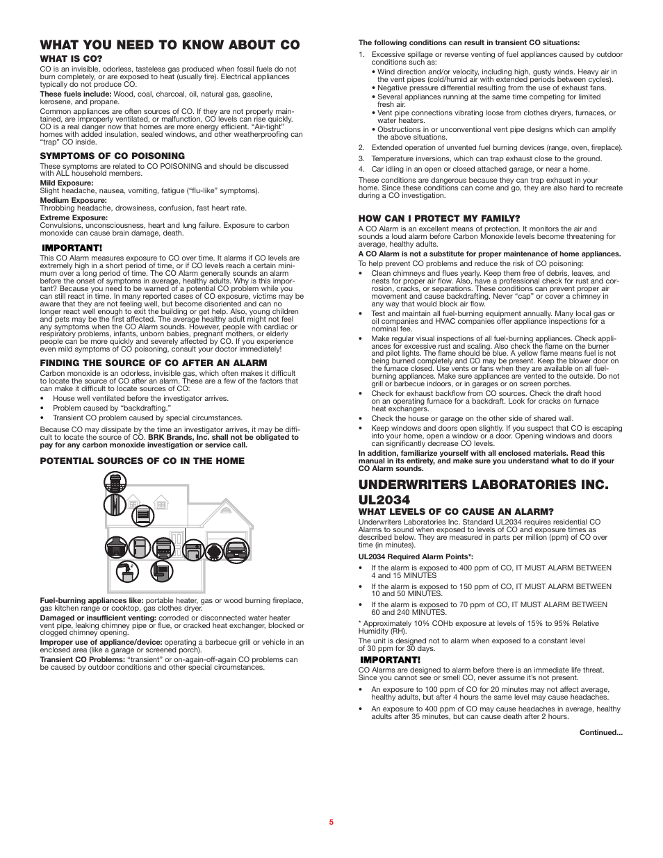 What you need to know about co, Underwriters laboratories inc. ul2034 | BRK electronic FCD4 User Manual | Page 5 / 6