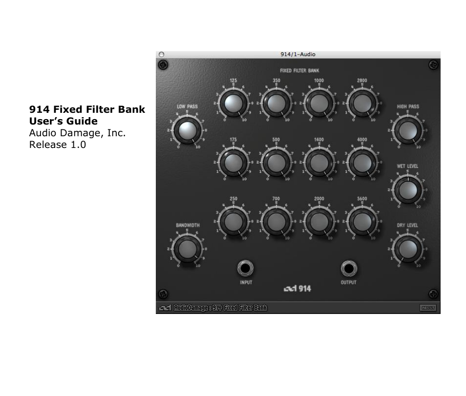 Audio Damage 914 Fixed Filter Bank Upgrade From 907a User Manual | 10 pages
