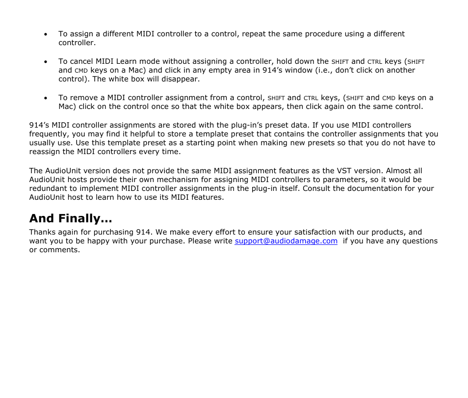 And finally | Audio Damage 914 Fixed Filter Bank Upgrade From 907a User Manual | Page 10 / 10