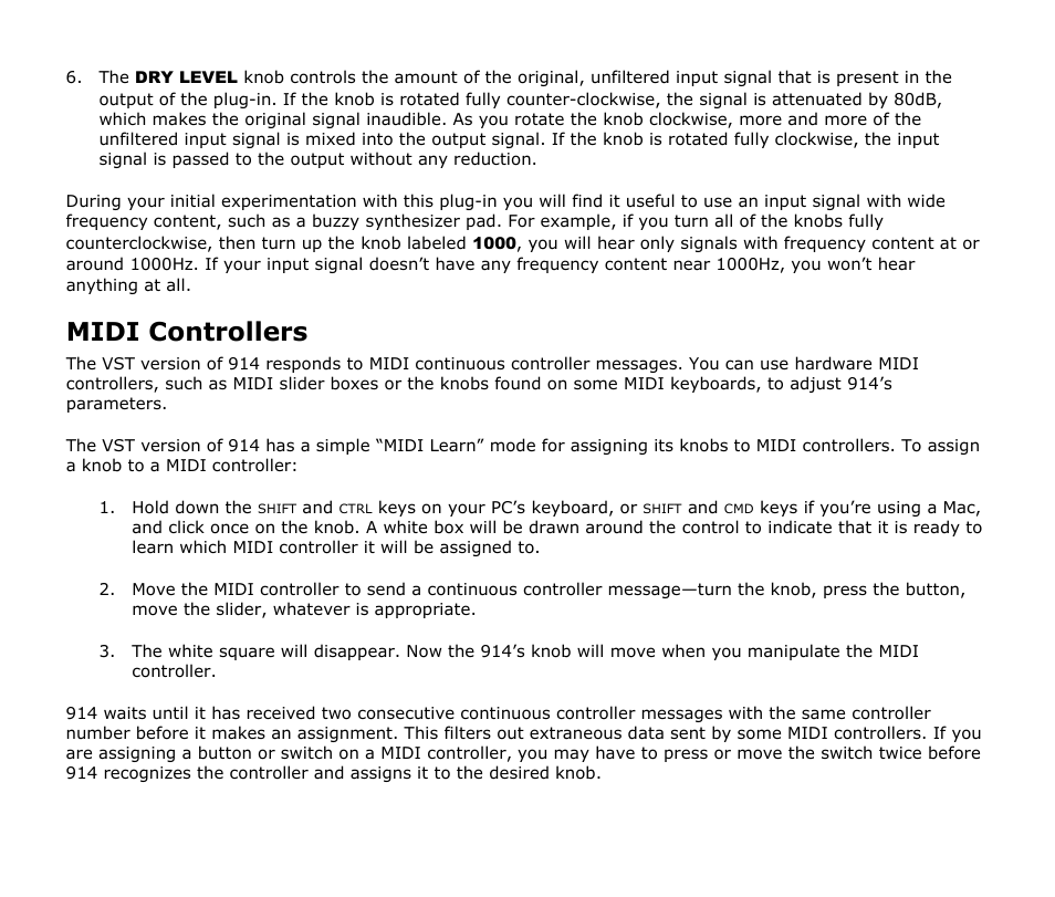 Midi controllers | Audio Damage 914 Fixed Filter Bank Upgrade From 907a User Manual | Page 9 / 10