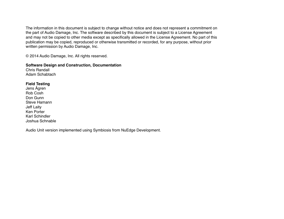 Audio Damage Basic User Manual | Page 2 / 13