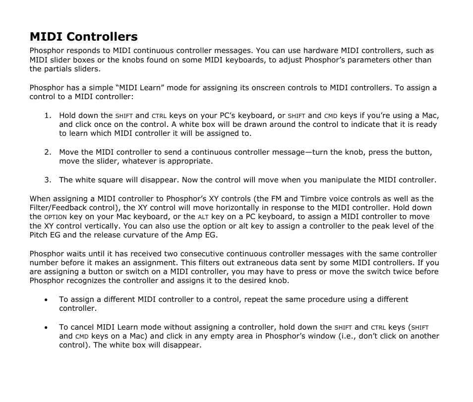 Midi controllers | Audio Damage Phosphor User Manual | Page 20 / 21