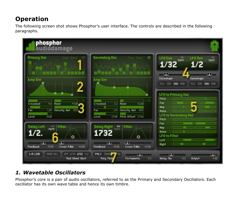 Operation | Audio Damage Phosphor User Manual | Page 7 / 21