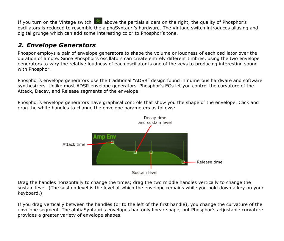 Envelope generators | Audio Damage Phosphor User Manual | Page 9 / 21
