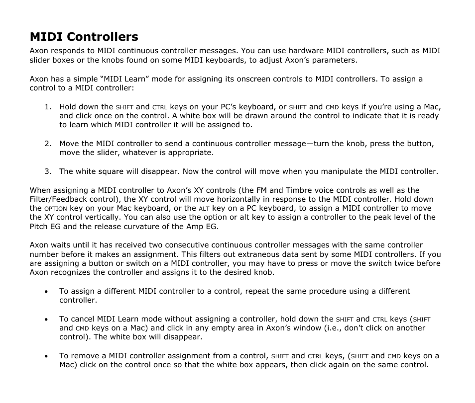 Midi controllers | Audio Damage Axon User Manual | Page 21 / 22