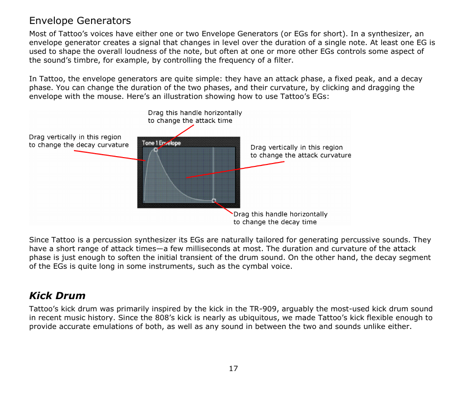 Envelope generators, Kick drum | Audio Damage Tattoo User Manual | Page 17 / 34