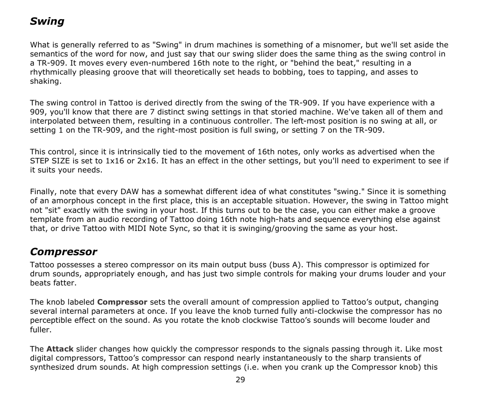 Swing, Compressor | Audio Damage Tattoo User Manual | Page 29 / 34