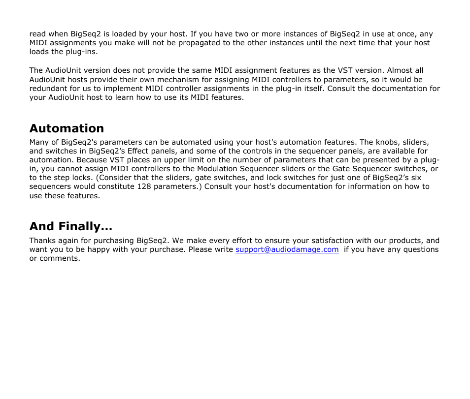 Automation, And finally | Audio Damage BigSeq2 Upgrade From BigSeq1 User Manual | Page 24 / 24