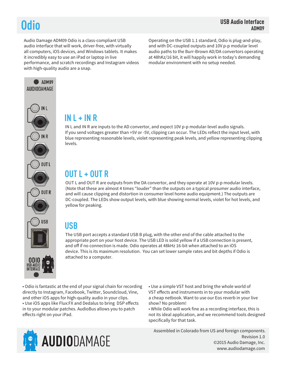 Audio Damage Odio User Manual | 1 page