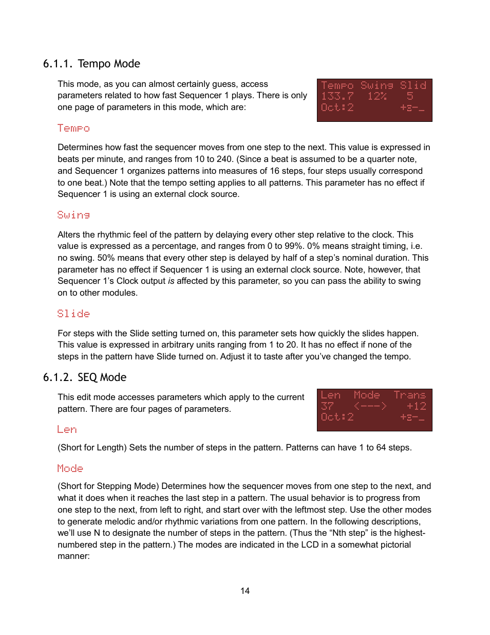 Tempo mode, Seq mode | Audio Damage Sequencer 1 User Manual | Page 14 / 32