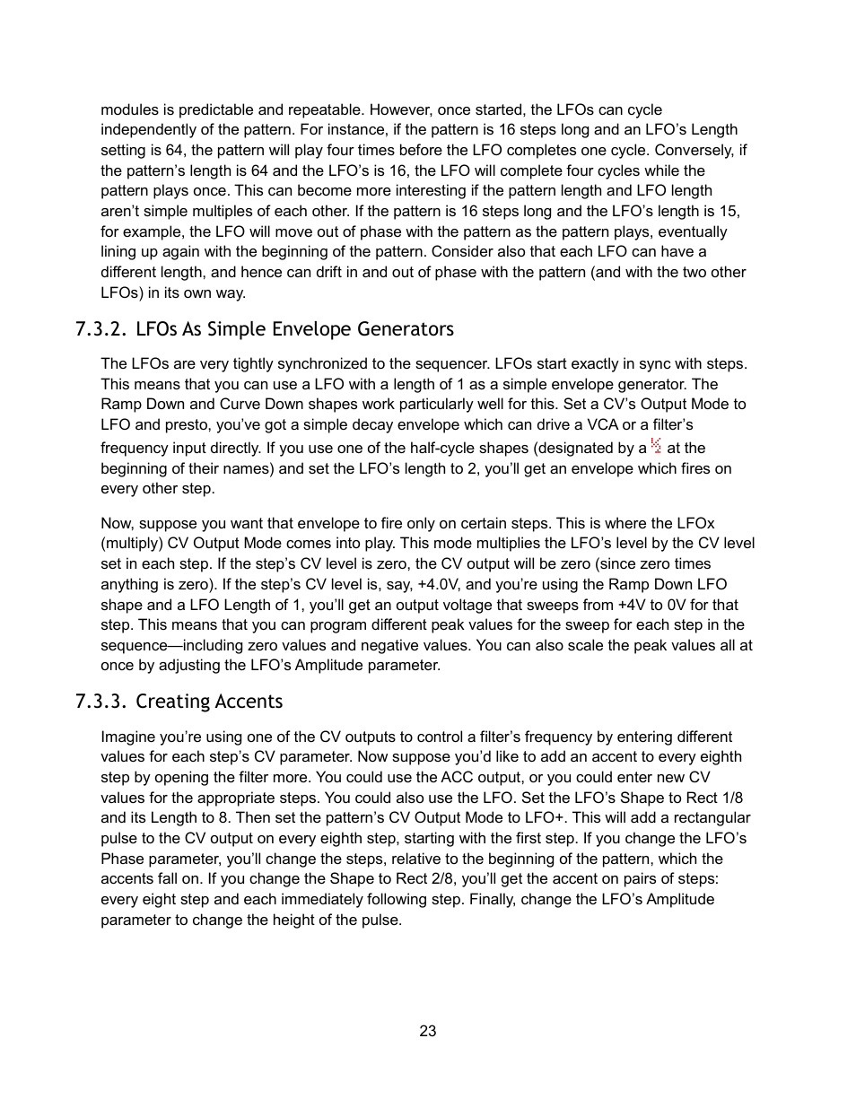 Lfos as simple envelope generators, Creating accents | Audio Damage Sequencer 1 User Manual | Page 23 / 32