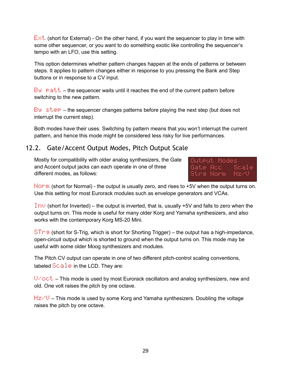 Gate/accent output modes, pitch output scale | Audio Damage Sequencer 1 User Manual | Page 29 / 32