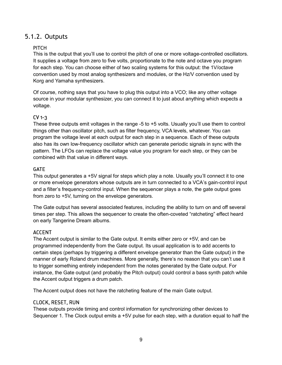 Outputs, Pitch | Audio Damage Sequencer 1 User Manual | Page 9 / 32