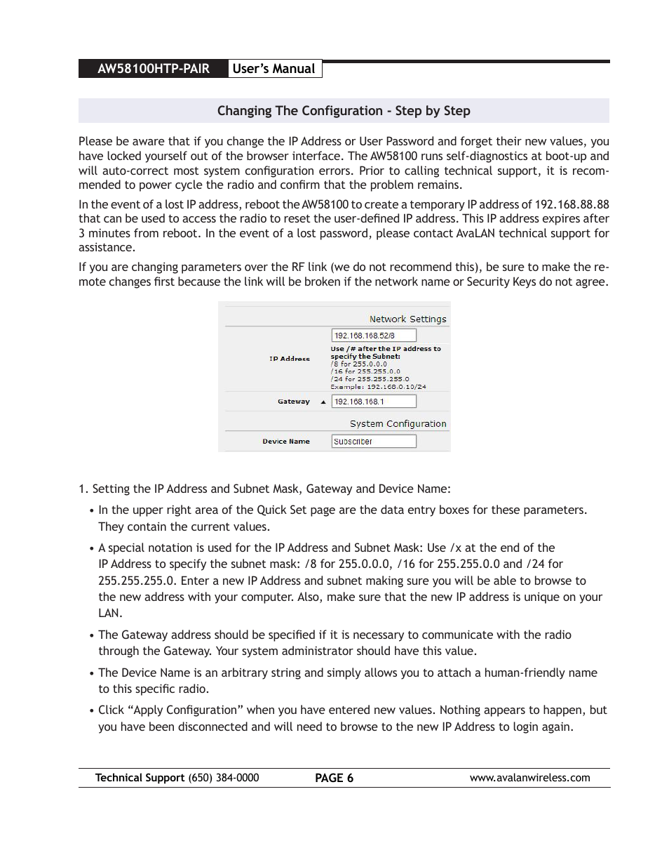 AvaLAN Wireless AW58100HTP-PAIR User Manual | Page 6 / 13