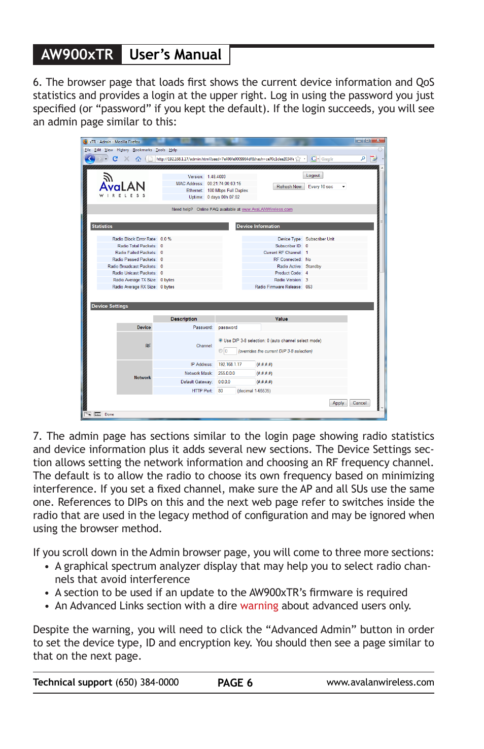 Aw900xtr, User’s manual | AvaLAN Wireless AW900xTR-PAIR User Manual | Page 7 / 9