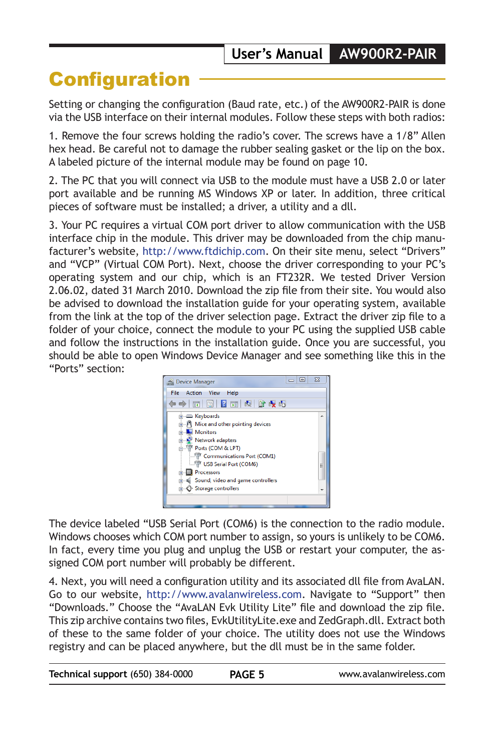 Configuration, User’s manual aw900r2-pair | AvaLAN Wireless AW900R2-PAIR User Manual | Page 5 / 12