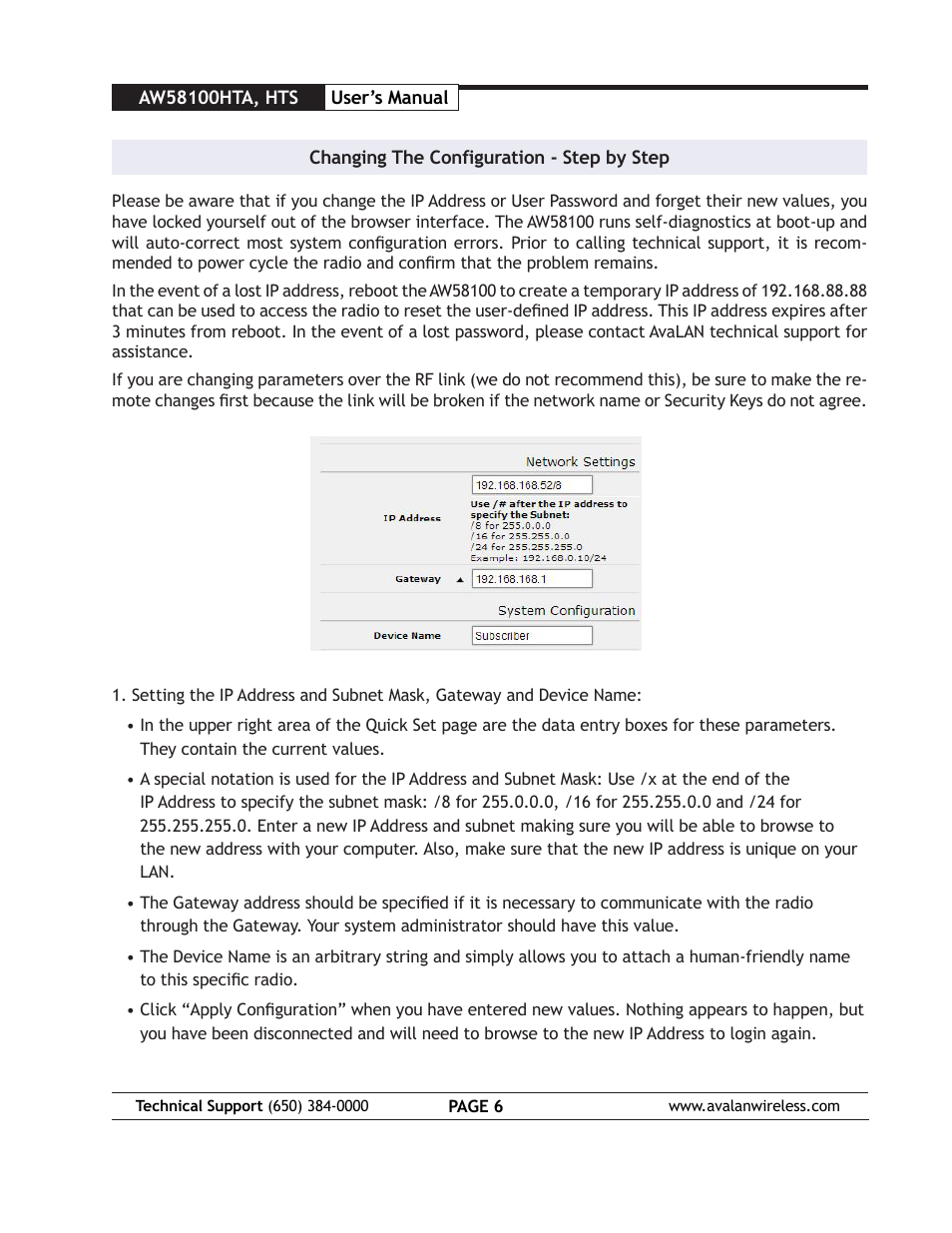 AvaLAN Wireless AW58100HTS User Manual | Page 6 / 13