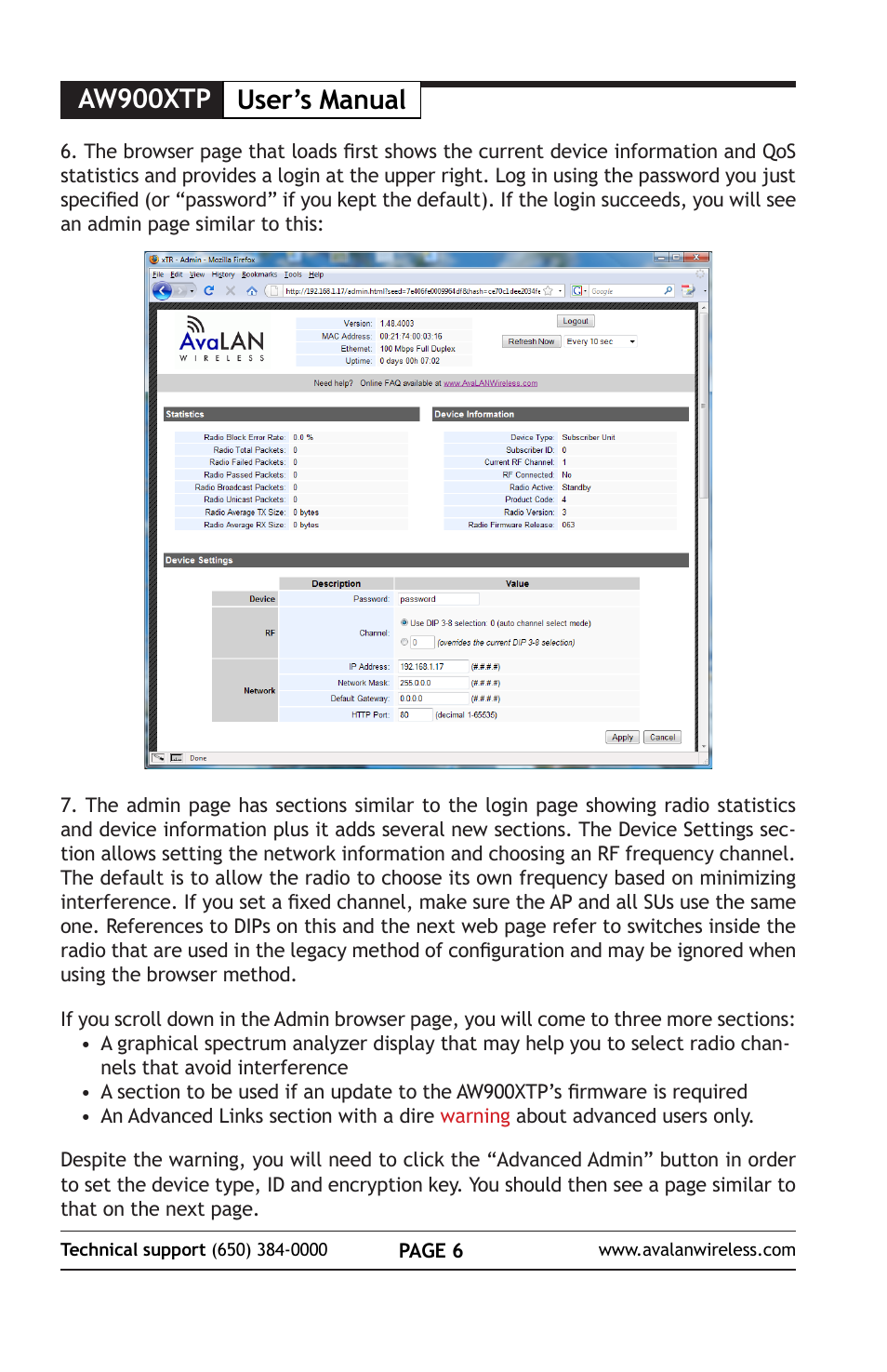 Aw900xtp user’s manual | AvaLAN Wireless AW900xTP User Manual | Page 6 / 8