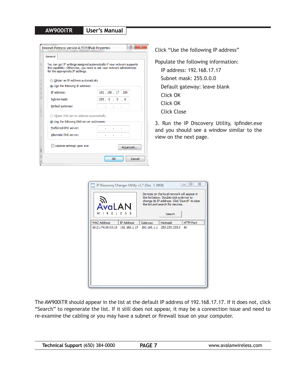 AvaLAN Wireless AW900iTR User Manual | Page 7 / 17