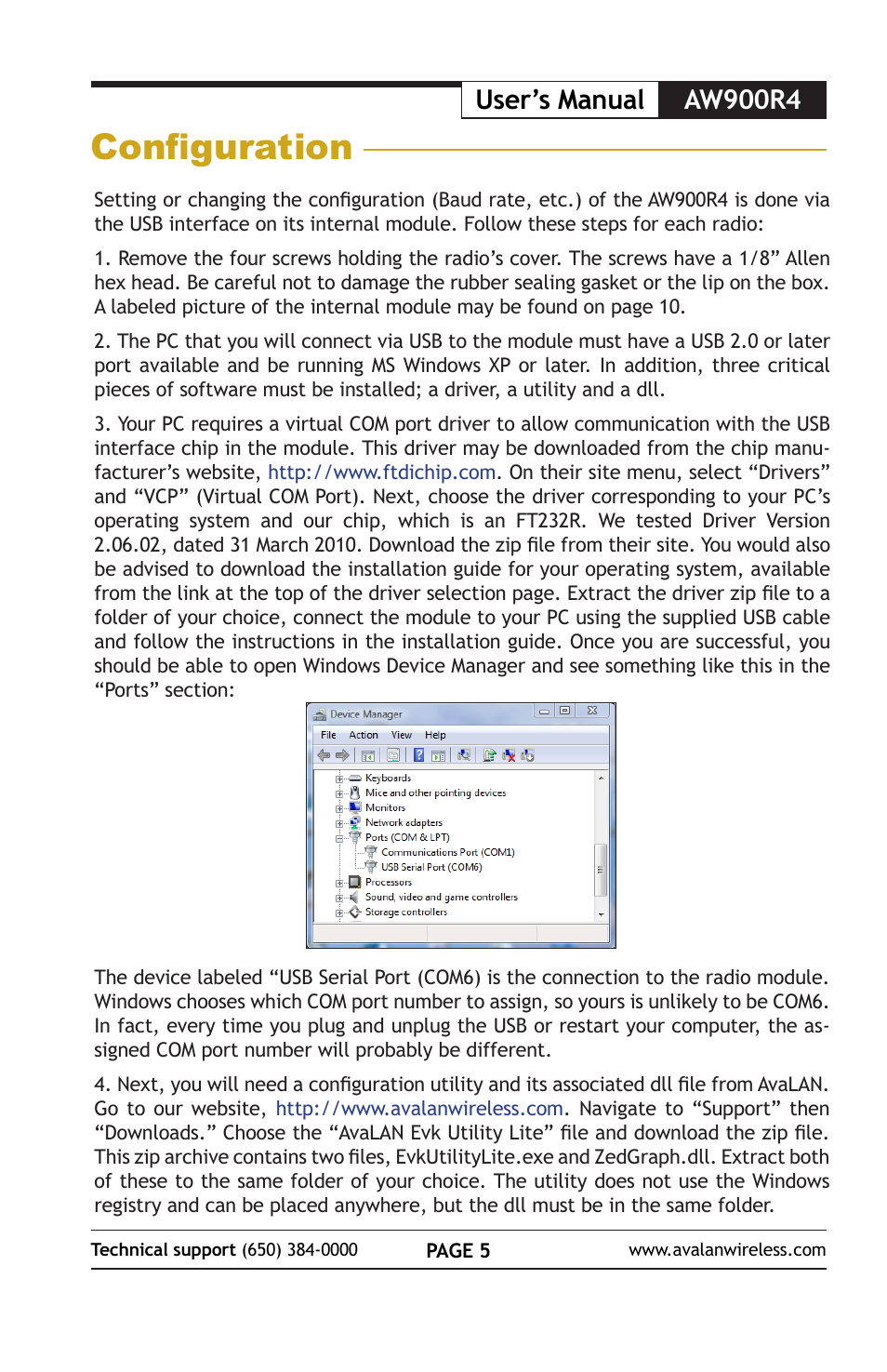Configuration, User’s manual aw900r4 | AvaLAN Wireless AW900R4 User Manual | Page 5 / 12