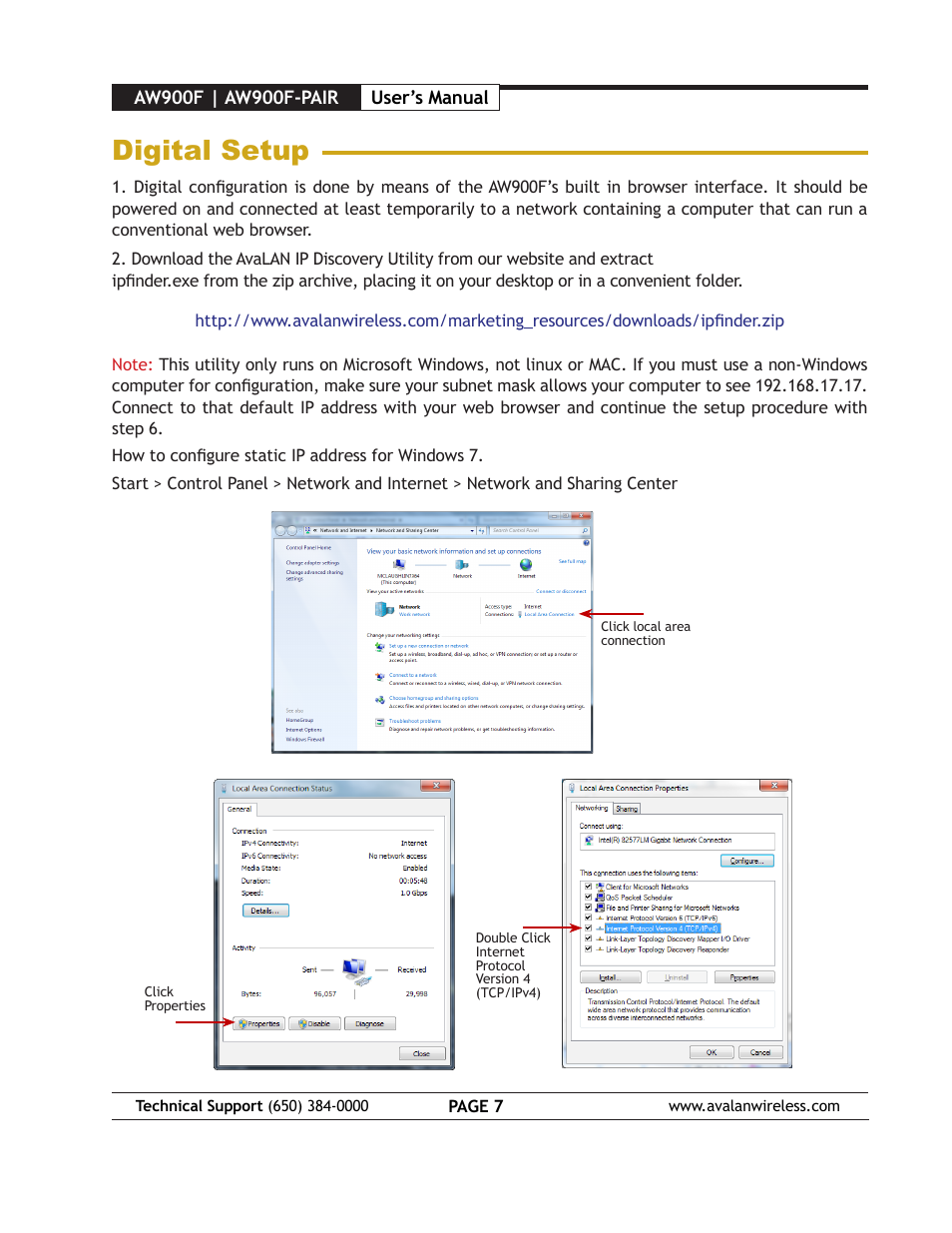 Digital setup | AvaLAN Wireless AW900F User Manual | Page 7 / 18