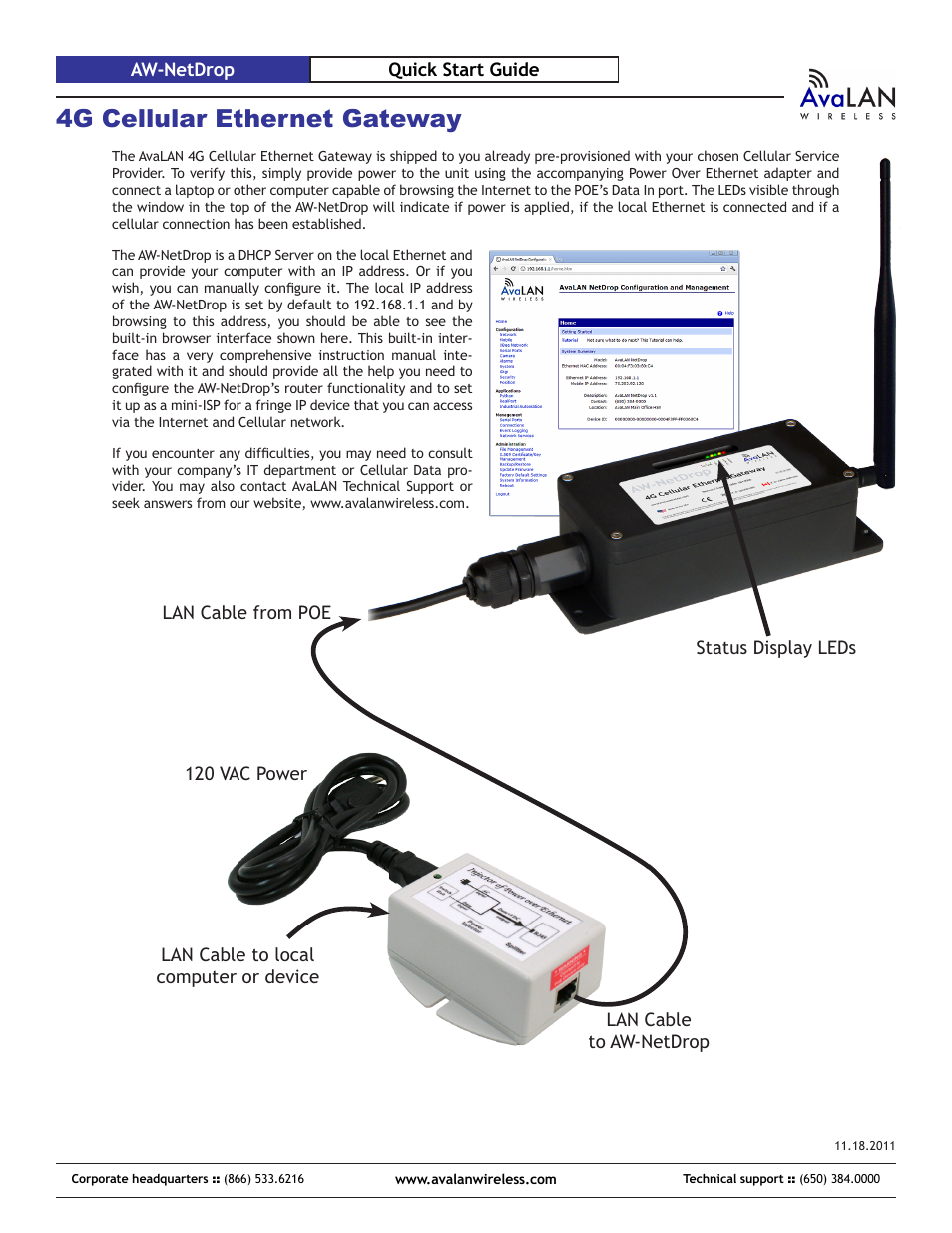 AvaLAN Wireless AW-NetDrop User Manual | 1 page