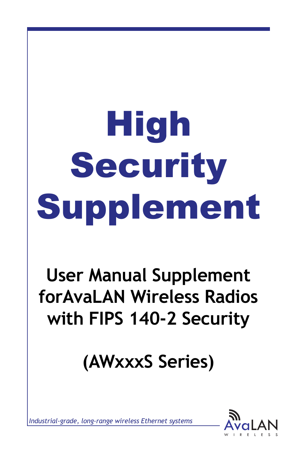 AvaLAN Wireless AW900S User Manual | 12 pages