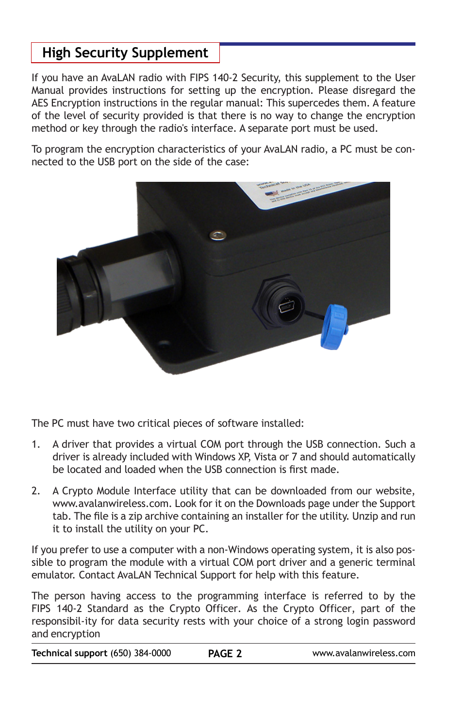 High security supplement | AvaLAN Wireless AW900S User Manual | Page 2 / 12