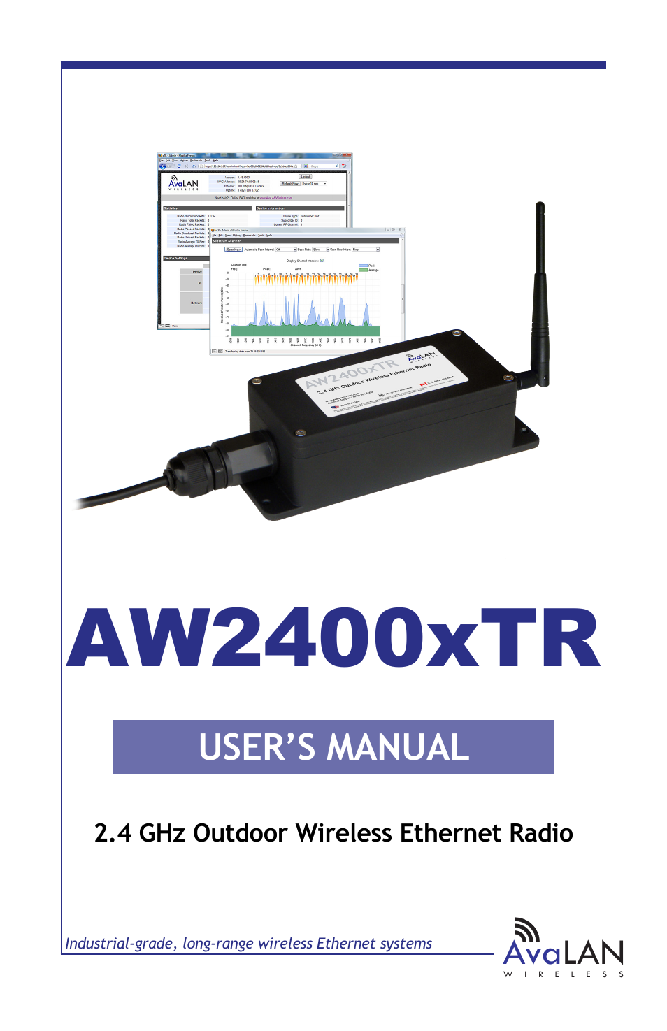 Aw2400xtr, User’s manual, Ava lan | 4 ghz outdoor wireless ethernet radio | AvaLAN Wireless AW2400S User Manual | Page 5 / 12