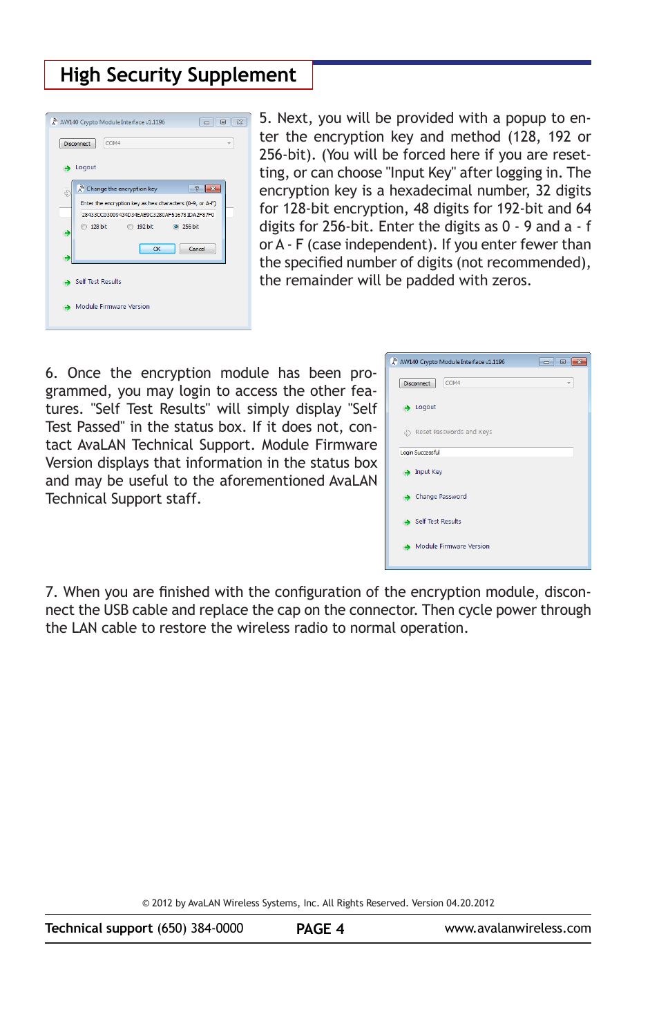 High security supplement | AvaLAN Wireless AW2400S-PAIR User Manual | Page 4 / 13