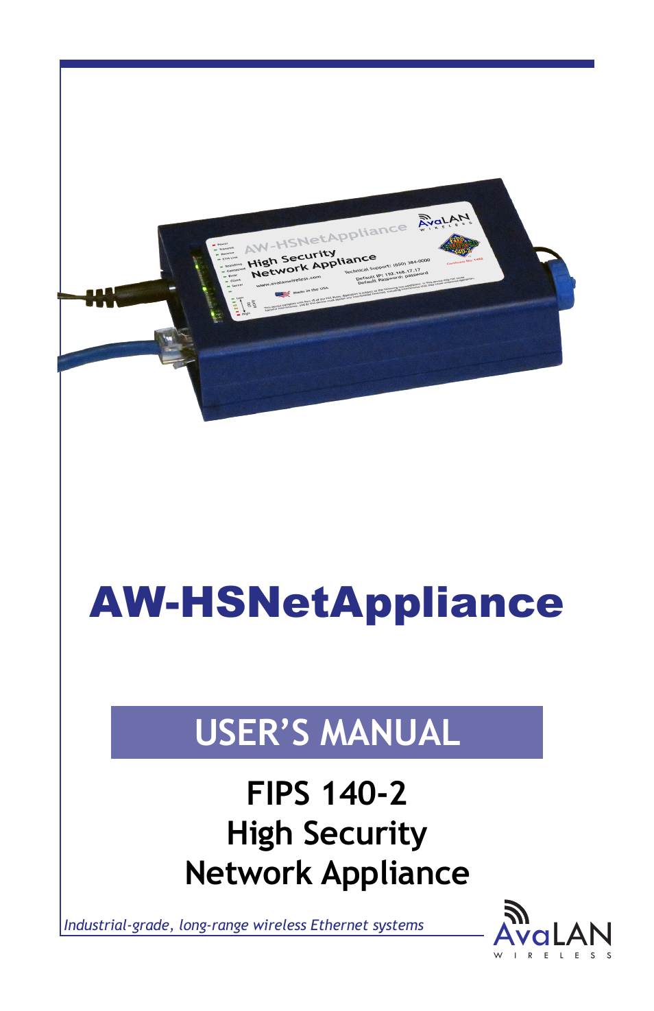 AvaLAN Wireless AW-HSNetAppliance User Manual | 12 pages