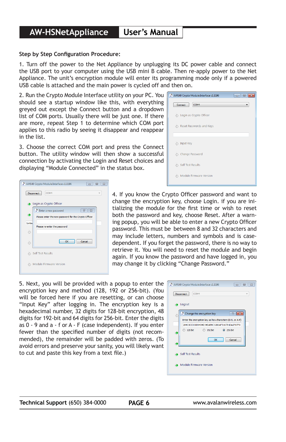 Aw-hsnetappliance user’s manual | AvaLAN Wireless AW-HSNetAppliance User Manual | Page 6 / 12