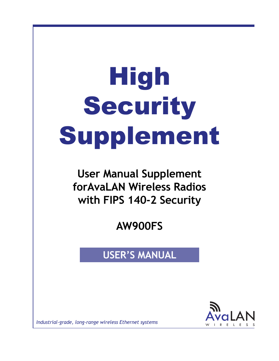 AvaLAN Wireless AW900FS User Manual | 21 pages
