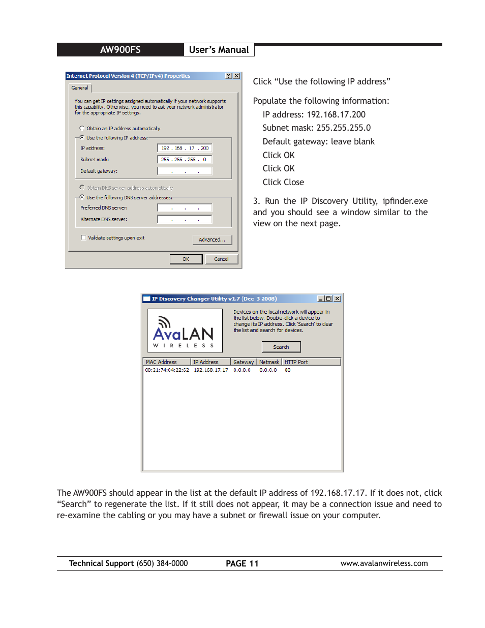 AvaLAN Wireless AW900FS User Manual | Page 11 / 21