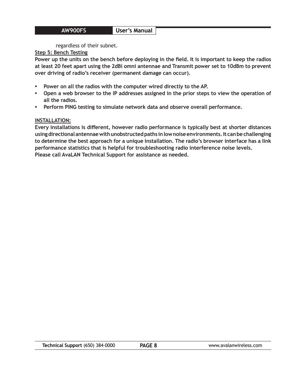 AvaLAN Wireless AW900FS User Manual | Page 8 / 21
