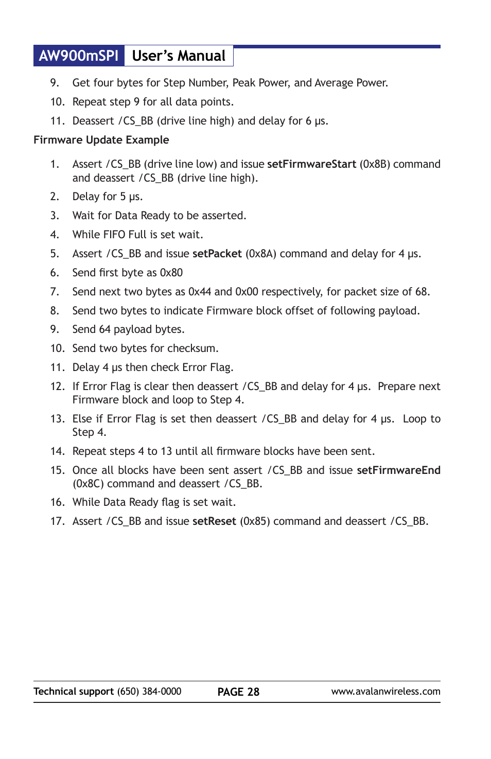 Aw900mspi user’s manual | AvaLAN Wireless AW900mSPI-10 User Manual | Page 28 / 40