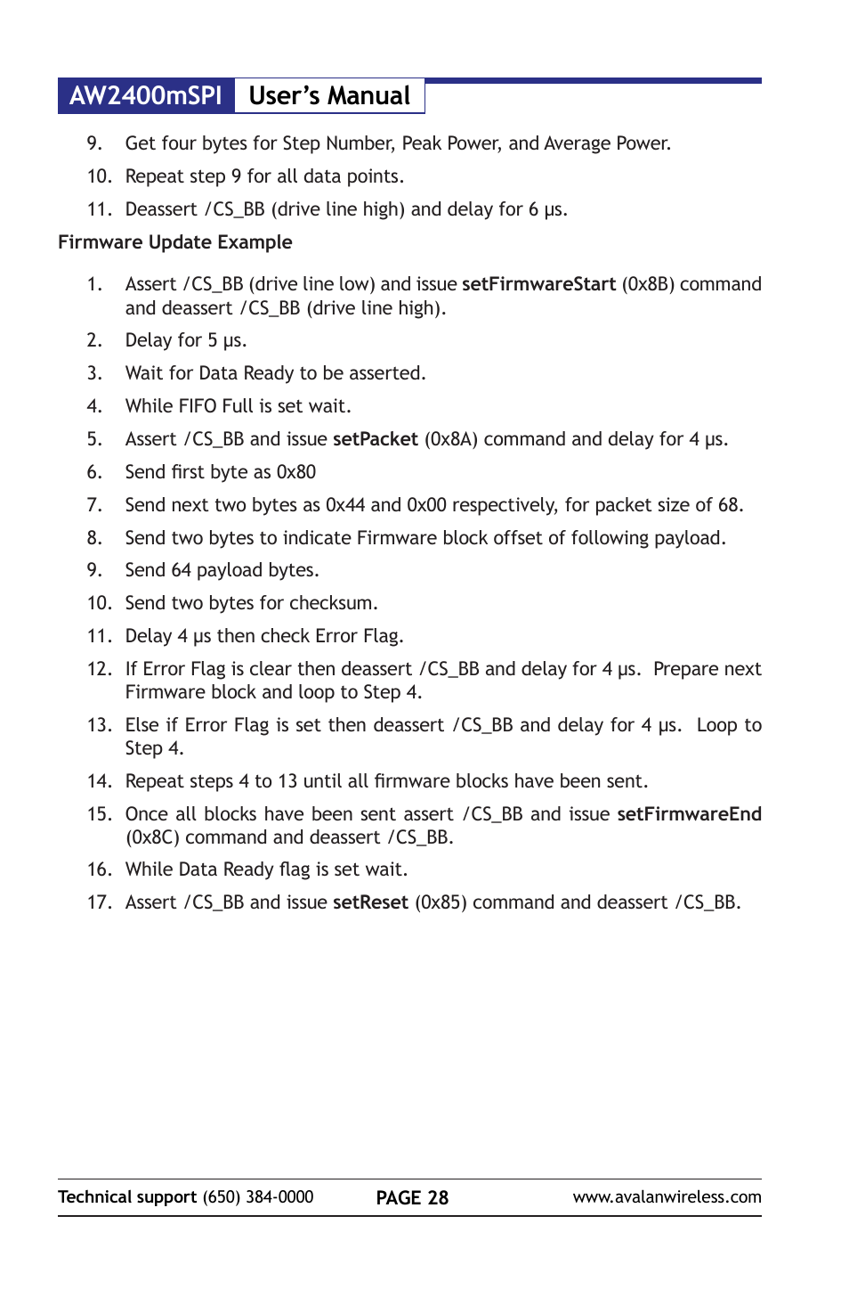 Aw2400mspi user’s manual | AvaLAN Wireless AW2400mSPI-10 User Manual | Page 28 / 40