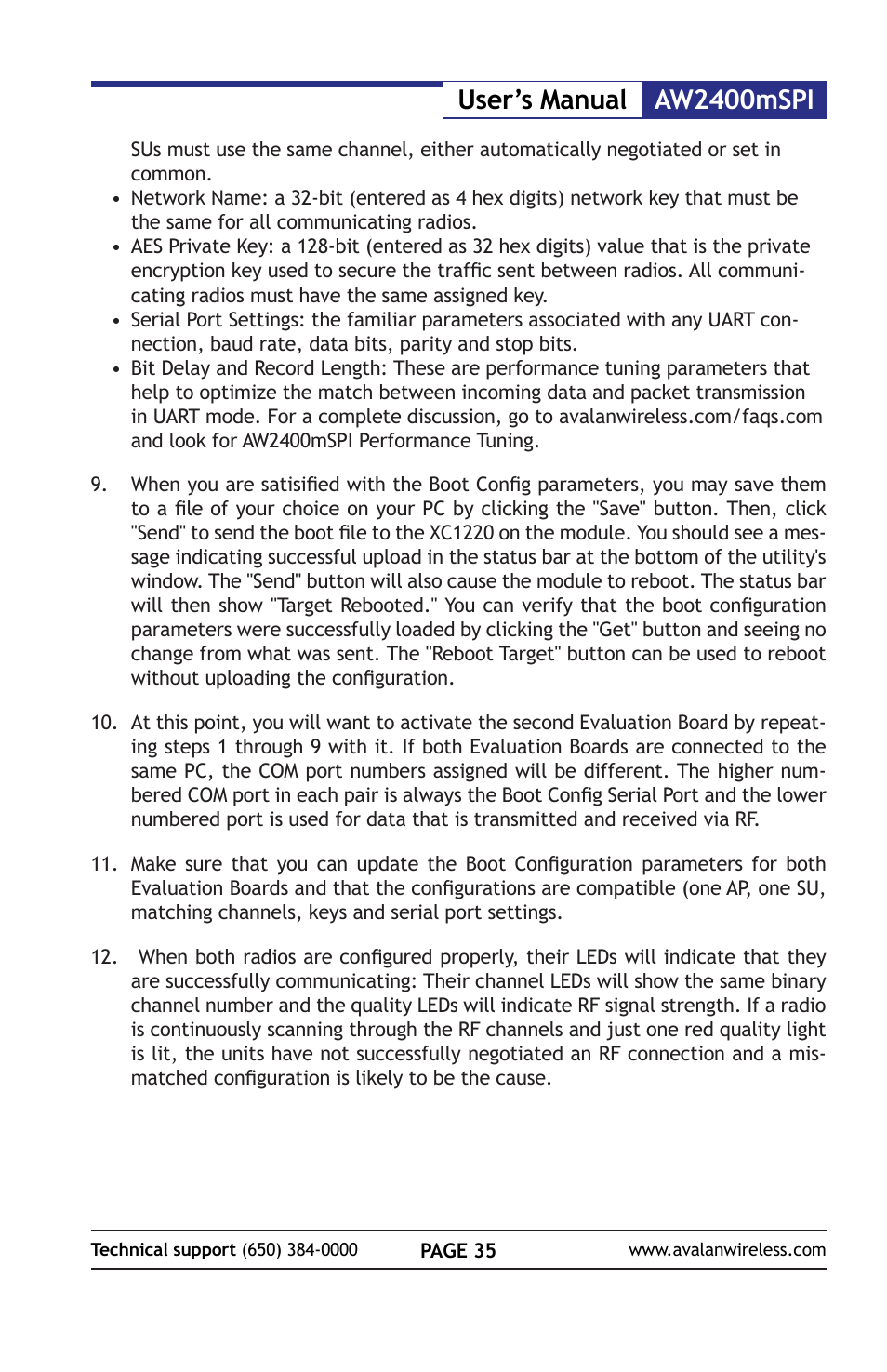 Aw2400mspi user’s manual | AvaLAN Wireless AW2400mSPI-10 User Manual | Page 35 / 40