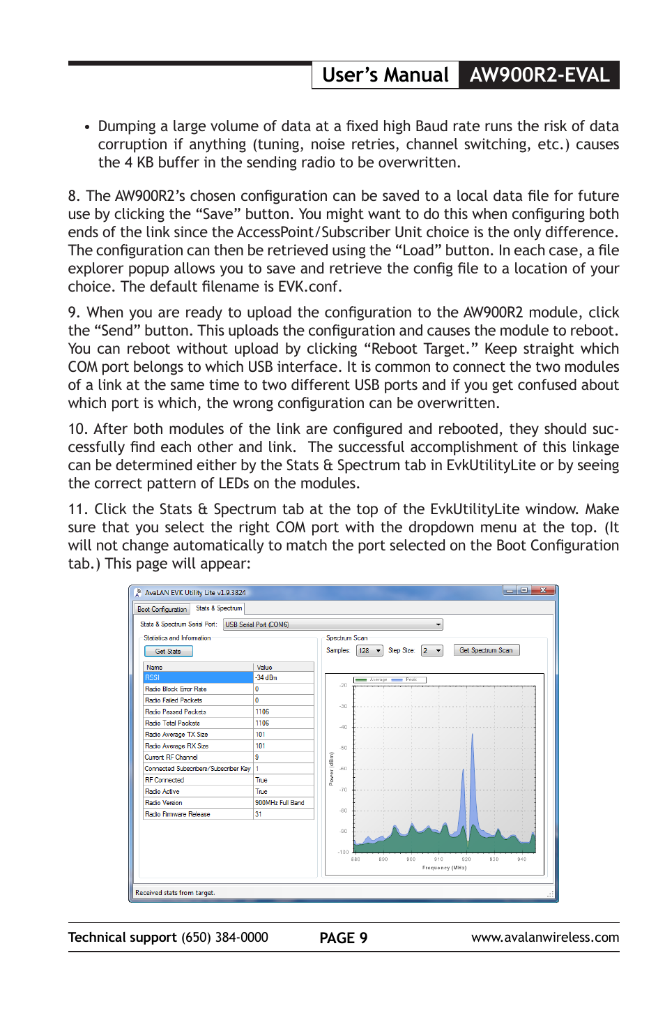 User’s manual aw900r2-eval | AvaLAN Wireless AW900R2-EVAL User Manual | Page 9 / 16
