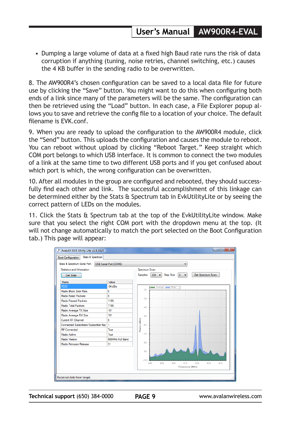 User’s manual aw900r4-eval | AvaLAN Wireless AW900R4-EVAL User Manual | Page 9 / 16