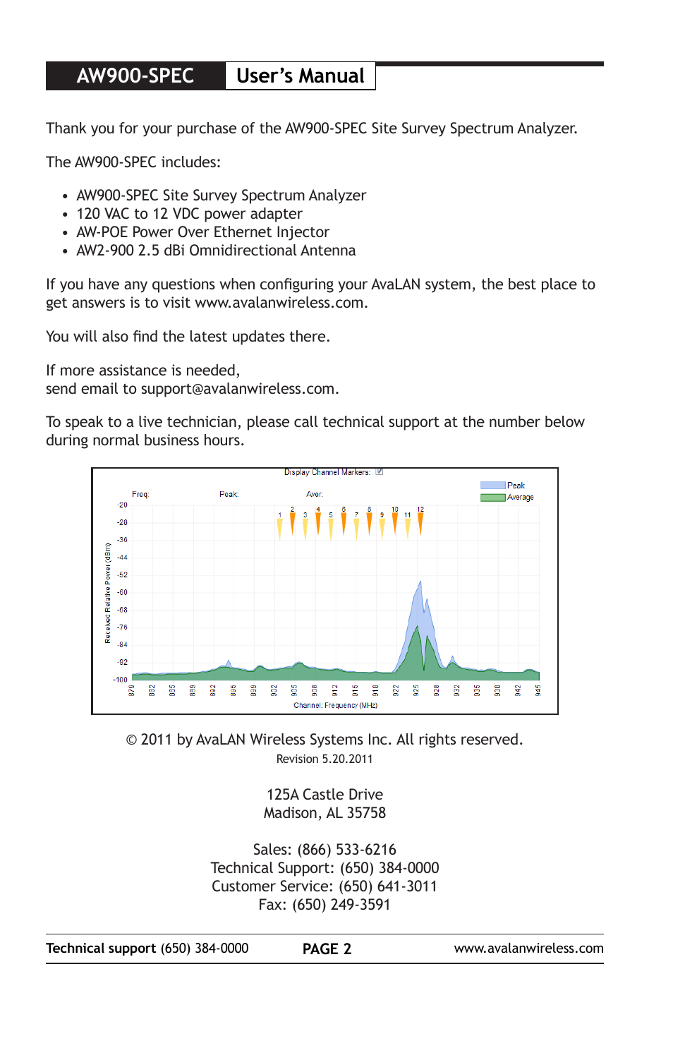Aw900-spec user’s manual | AvaLAN Wireless AW900-SPEC User Manual | Page 2 / 8