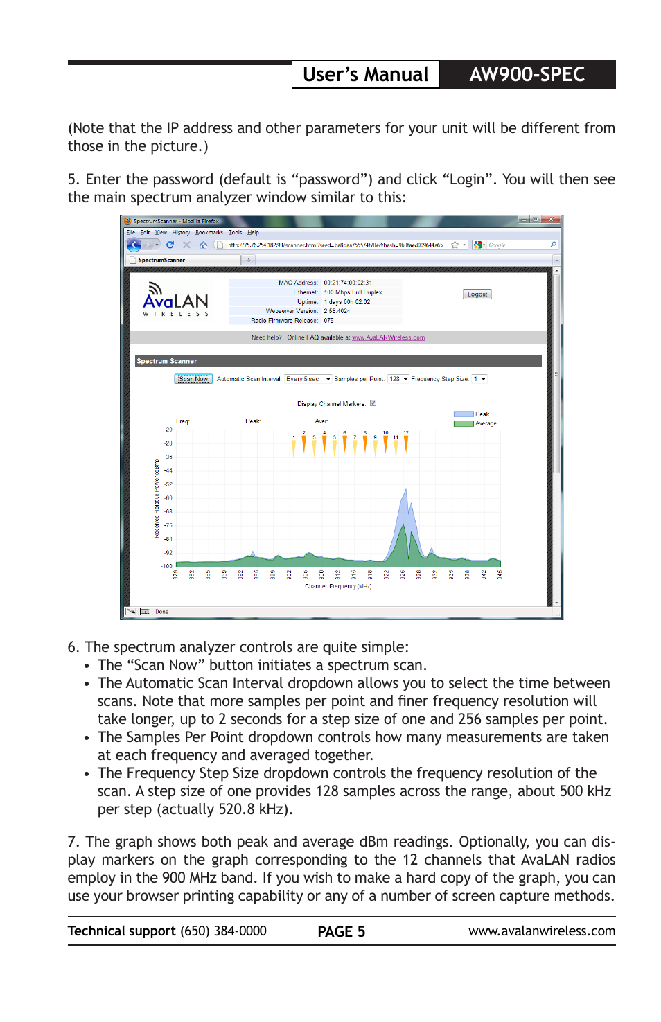 User’s manual aw900-spec | AvaLAN Wireless AW900-SPEC User Manual | Page 5 / 8