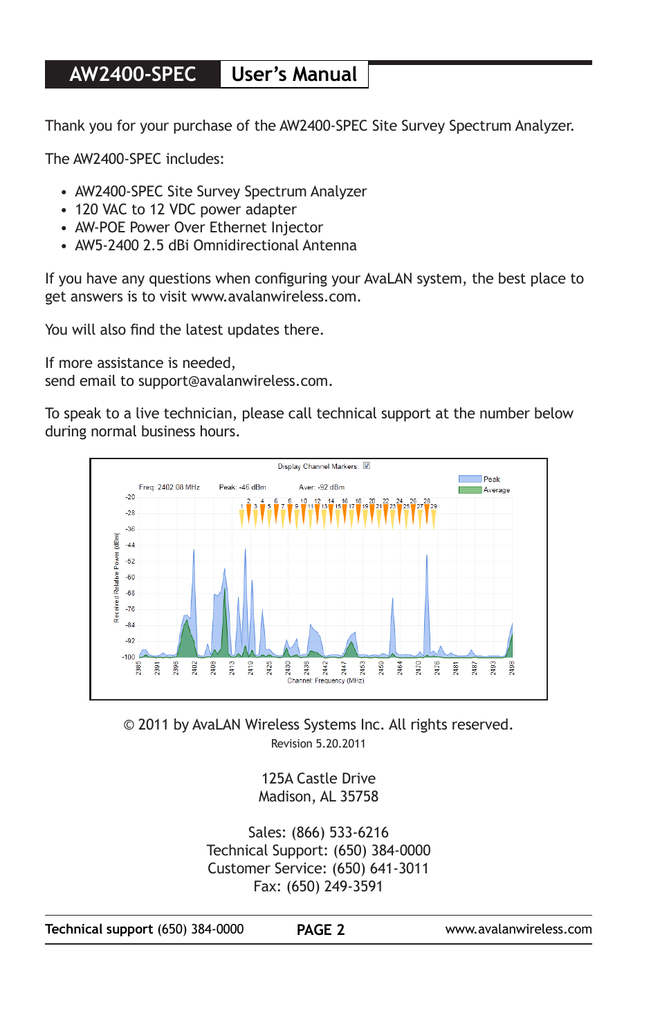 Aw2400-spec user’s manual | AvaLAN Wireless AW2400-SPEC User Manual | Page 2 / 8
